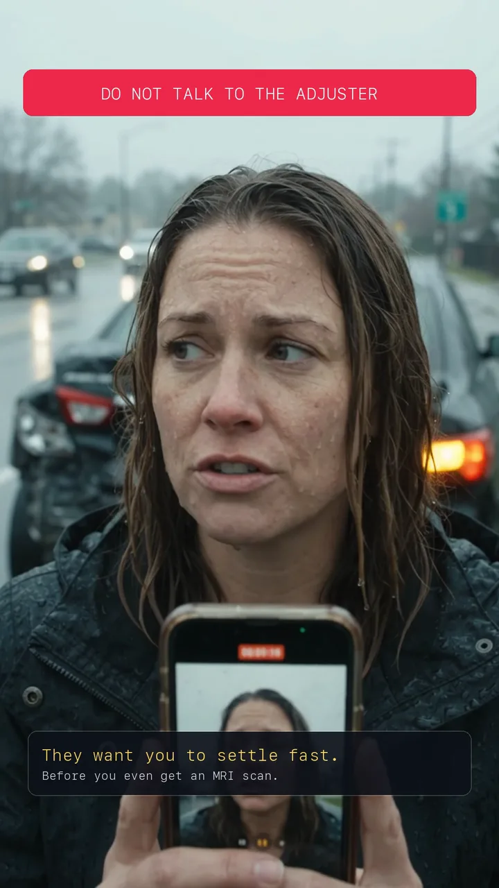 The driver films herself at the roadside: do not talk to the adjuster.